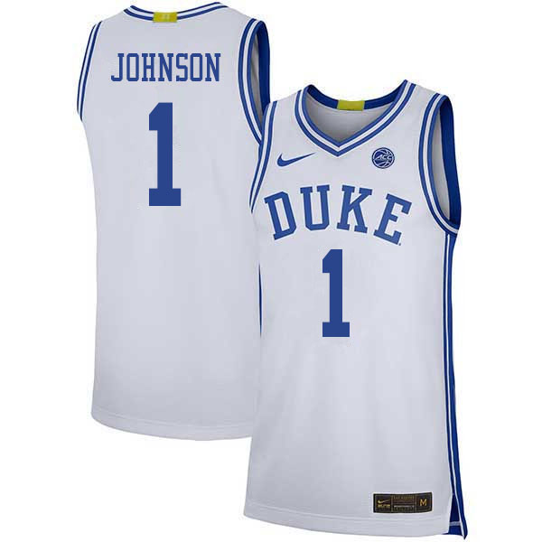 Men #1 Jalen Johnson Duke Blue Devils College Basketball Jerseys Sale-White - Click Image to Close